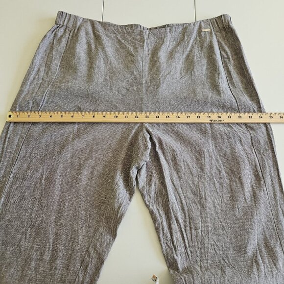 Anne Klein Pants Women XL Gray Pull On Cropped Linen Blend Office Capsule Mature - Picture 7 of 16